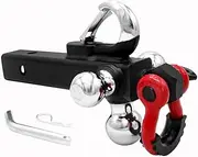 AUSWAY 5in1 Tow Bar Ball Mount Trailer Hitch Receiver Tongue Hook D Shackle 5443kg Fit 50mm 4WD Car Towing Caravan Boat Camper ATV Truck Heavy Duty