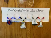 "NAUTICAL BOATS, AND LIGHT HOUSES " set of 6 Hand Crafted wine glass charms