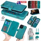 For iPhone 16e 15 14 13 12 11 Pro Max Magnet Leather Case Removable Wallet Cover
