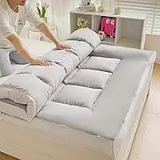 Twin Size Mattress Topper Extra Thick Mattress Pad for Full Queen King Size Bed Fluffy Thickened Mattress Bedding Soft Quilted Top Mattress Topper Tatami Mats,LightGray,120 * 200cm/47 * 79in