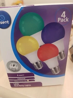 4 pack LED PARTY Gls Light Olsent 6Watt Coloured Edison Screw Cap