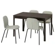 EKEDALEN / KARLPETTER table and 4 chairs, dark brown/Gunnared light green black, 120/180 cm