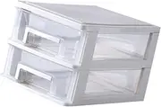 OSOLADY Two Layer Transparent White Storage Cabinet Portable Drawer Type Organizer for Desktop Multifunctional Plastic Box for Office Study Living Sundries Storage