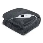 Heated Electric Blanket Throw Rug Coral Warm Fleece Winter Grey