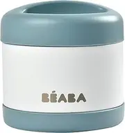 Béaba - Thermal Meal Preservation Container - for Baby and Children - 100% Airtight - Stainless Steel - Keeps Food Hot or Cold for More Than 5 Hours - Double Layered - 500 ml - Blue/White