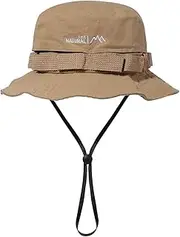 [Clakllie] Premium Cotton Fishing Hat Floppy Boonie Hats Wide Brim Sun Bucket Hat Foldable Outdoor Safari Cap with Chin Strap