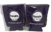 2-NEW SEALED Harrah's Pompano Beach FL Koozie Beer Drink Can Holder Insulator