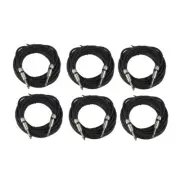 6-Pack 15ft 1/4" 6.35mm Male Cable to 1/4" 6.35mm PA Speaker Mono Jack Cables