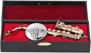 Baxnore Miniature Alto Saxophone Model, Mini Saxophone Instrument with Stand Case, Miniature Copper Saxophone Model, Miniature Saxophone for Home Desk