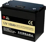 SaiJiaoYang LiFePO4 Rechargeable 12V 100Ah Lithium Battery, Built-in 100A BMS, 6000 Cycles, for Boat/Kayak/Water Heater/Fridge