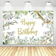 APOWBLS Koala Birthday Party Backdrop Supplies - Koala Theme Birthday Background Banner Decorations, Koala Backdrop, Safari Jungle Animal Koala Bear 1st 2nd 3rd Birthday Backdrop | 5x3ft