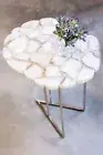 White Agate Stone Coffee Table Top Round Resin Kitchen Side Table for Home Decor