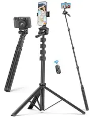 72" Phone Tripod & Selfie Stick, Extendable Cell Phone Stand with Detachable ...