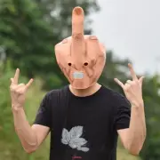 Scary Middle Finger Halloween Mask Full Head Costume Party Cosplay Prop