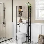 SPXMQSS Washing Machine Storage Unit, Over The Toilet Storage Unit, Freestanding Washing Machine Rack with Adjustable Shelf and Door, Bathroom Storage Shelf - 60x24x169cm