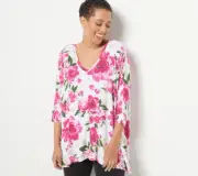 Laurie Felt Petite Fuse Modal Knit Pullover Top Bold Floral Size Petite XS/S A47