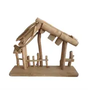 Catzon Christmas Manger Nativity Stable Easy to Store Tabletop Ornament for Home Office