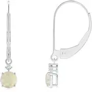 Solitaire Opal Dangle Earrings with Diamond