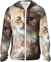 [LHBWCVN] UPF 50+ Light Jacket Full Zip Sun Protection Hoodie for Women Men Long Sleeve Cute Kitty Sun Shirts