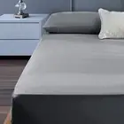 400TC Cotton Percale Fitted Bed Sheet Set 50cm Wall Grey King Single