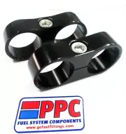 BILLET ALUMINUM DUAL HOSE SEPARATOR 1 & 1/16" i.d.SHOW POLISHED BLACK 2 PER PK