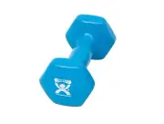 CanDo Solid Dumbbell, Color-Coded, Vinyl Coated, 4 lb, Light Blue