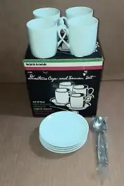 Cup Benjamin & Medwin Set of 4 White Demitasse Espresso Saucer Spoon