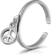 [Hoops & Loops] Sterling Silver Polished Dangling Peace Toe Ring