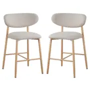 Audrey Linen Upholstered Barstool (Set of 2) - Beige