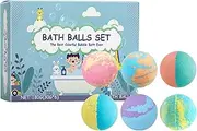 Kids Bath Bombs - Natural Handmade Bath Fizzies, Bubble Balls, Moisturizings Treats | 6-Pack Colorful Bombs with Soothing Scents, Foaming Spheres, Skin Hydration for Girls Boys