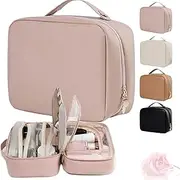 Obviousliy Multi-Compartment Toiletry Cosmetics Bag, Obviously Makeup Bags, Women's pu Leather Waterproof, Large Capacity & Portable, Bathroom Travel, implements find Dedicated dwellings (Pink)