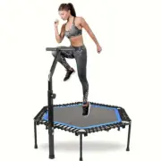 NNETM Rebounder Mini Trampoline with Adjustable Handle Bar(Blue)