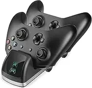 OSTENT Dual Dock Charger Charging Station + 2 Rechargeable Battery for Xbox One/S/X Controller