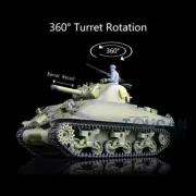 1/16 Henglong 7.0 Plastic M4A3 Sherman 3898 360° Turret Barrel Recoil RC Tank