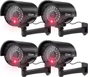 4-PK Bullet Fake Security Camera - Flashing LED Light and Security Alert Sticker