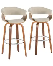 LumiSource Set of 2 Vintage Mod 30in Fixed-Height Barstools