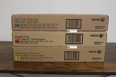 New Genuine Xerox Sealed Boxes Color Toners 006R01510 006R01511 006R01512