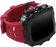 [CEKGDB] Metal Case With Glass Screen Silicone Watchband For Apple Watch Series 8 7 45mm 44mm Rubber Strap Mod Kit For iWatch SE 6 Band
