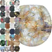 Soft Close Marble Brown Toilet Seat - Quiet Round Design with Adjustable Hinges