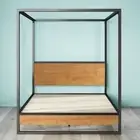 Zinus Ironline Canopy Bed Frame Queen Metal Pine Wood