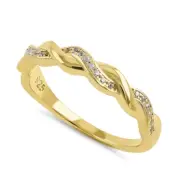 14k Gold Vermeil Braided CZ Stacker Wedding Engagement Dainty Band Ring Sz 7 New