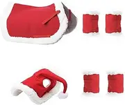 Christmas Horse Tack,Christmas Tack Horse Costume - Horse Standing Wraps Santa Horse Hat Saddle Pad Protectors Equestrian Decoration for Christmas