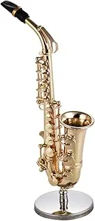 Brass Alto Saxophone Sax Model Exquisite Desktop Musical Instrument Decoration Ornaments Musical with cate Box Multicolor316 14cm