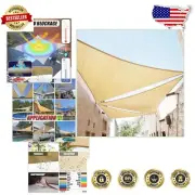 Heavy Duty 190 GSM Sun Shade Sail - Beige Triangle Canopy for Outdoors