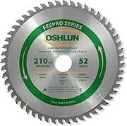 Oshlun SBFT-210052 210mm 52 Tooth FesPro Crosscut ATB Saw Blade with 30mm Arbor for Festool TS 75 EQ