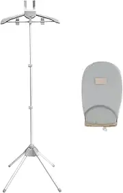 Handheld Garment Steamer Clothes Rack Height Adjustable Steaming Clothes Hangers Telescopic Garment Steamer Rack Foldable Garment Clothes Drying Rack for Traveling Hotel Home Garment Factory (Grey)