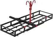 Hitch-Mount Bike Rack for Ebike Heavy-Duty - Comes with Cargo Carrier Fits 2 Electric Fat-Tire Mountain Bicycles Fits 2" Receiver for Car Trailer SUV Truck RV Minivan (Red)