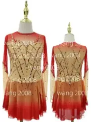 Ice Figure Skating Competition Dress Girls Baton Twirling Costume yellow dyeing