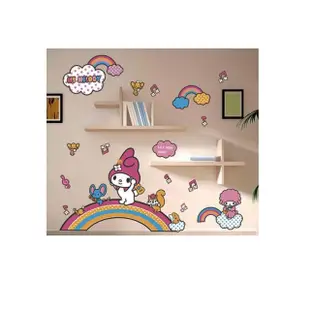 【半島良品】Hello Kitty與美樂蒂正版壁貼-烏克麗麗(美樂蒂 Hello Kitty 無痕壁貼 牆貼 壁貼紙 創意璧貼)