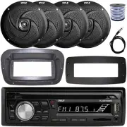 Pyle Single-DIN Boat CD Receiver W/Kit + Adapter Plate, 4x 8'' 320W Max Speakers